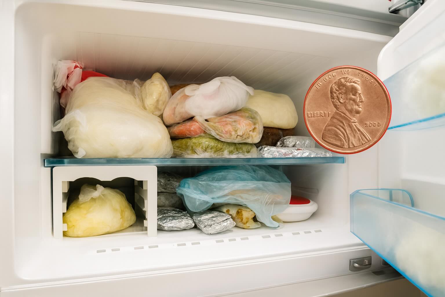 a coin in the freezer
